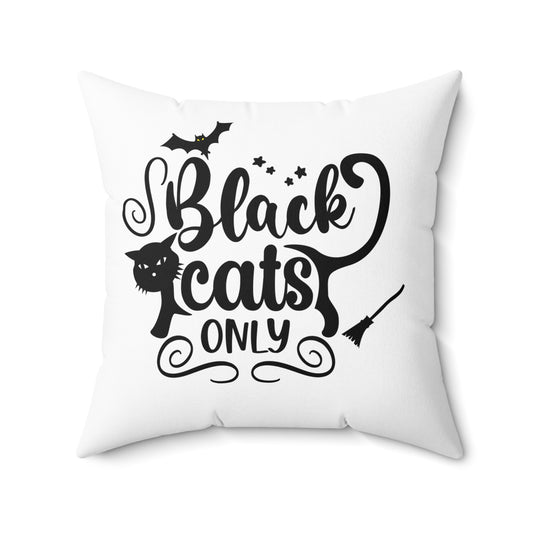 Black And White Throw Pillow For Halloween, Cat Design Graphic Pillow, Unique Halloween Room Decor, Cat Lovers Throw Pillow