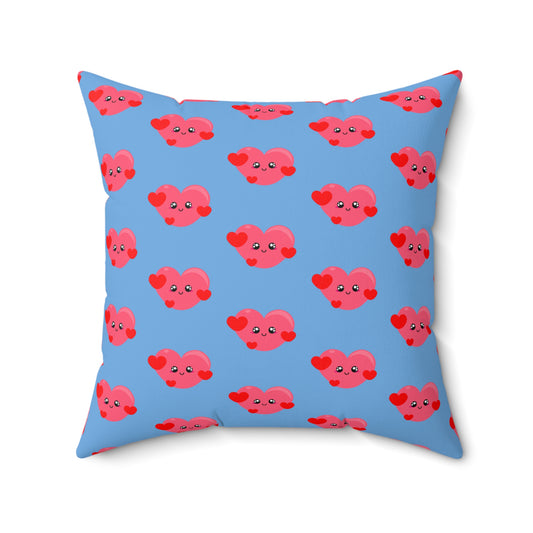 Heartfelt Blues: Love-Struck Heart Throw Pillow