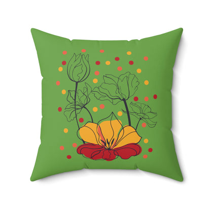 Floral Designer Throw Pillow, 14x14 Inch Room Decor, Green Pillow For Couch, Indoor Pillow Decor, Decorative Accent Pillow, Cute Pillow