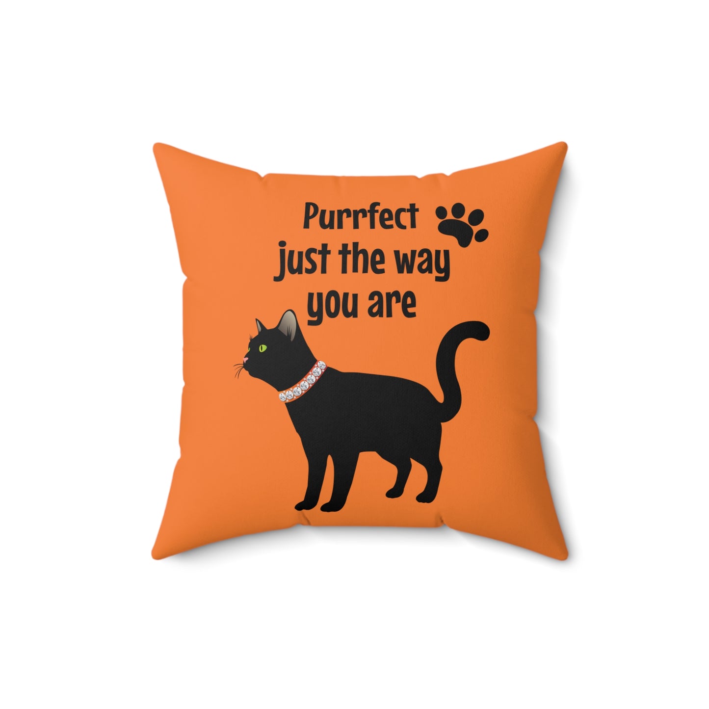 Black Cat Halloween Decorative Throw Pillow, Orange Square Pillow With Cover, Living Room Accent Decor,  Gifts For Cat Lovers, Cat Moms