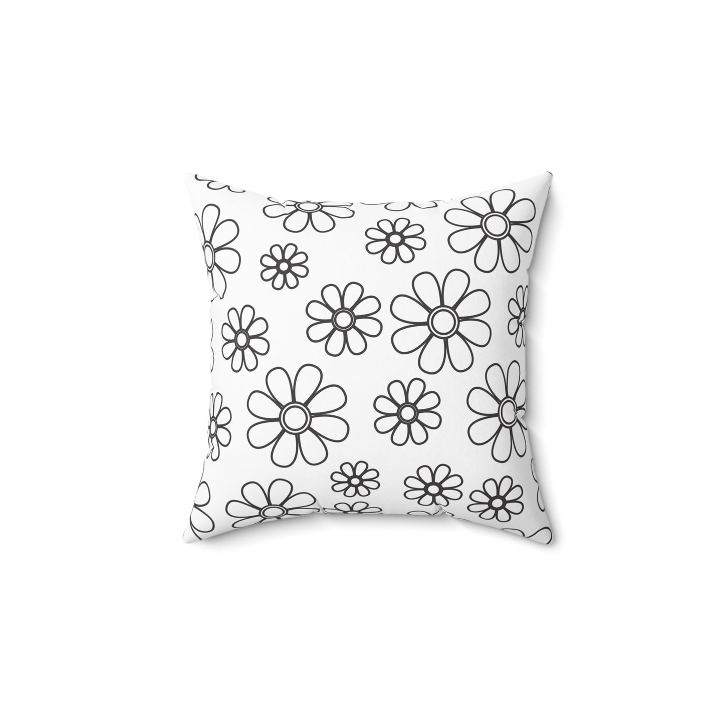 Almohada decorativa con diseño de flores en blanco y negro, almohada decorativa para sala de estar, almohada de diseño de 16 x 16 pulgadas, almohada con diseño floral de contorno negro, ideas para regalos