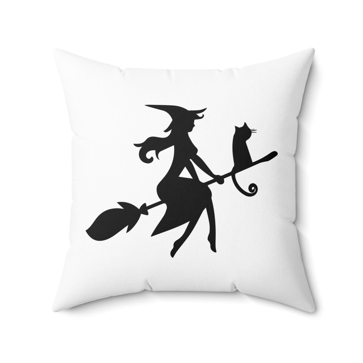 Almohada decorativa de Halloween con diseño de bruja en vuelo, almohada de diseño en blanco y negro, decoración otoñal única, linda almohada decorativa de Halloween, almohada para sofá