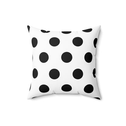 Black And White Polka Dot Throw Pillow, Square Polyester Pillow, Large Polka Dot Accent Pillow, 18x18 Inch Room Decor Throw Pillow