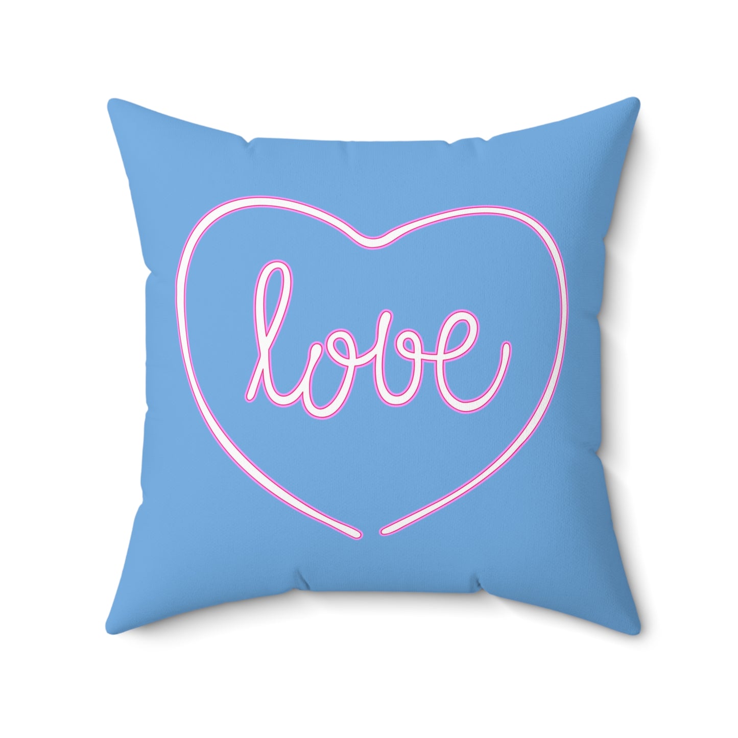 Blue Love Nest Heart Throw Pillow