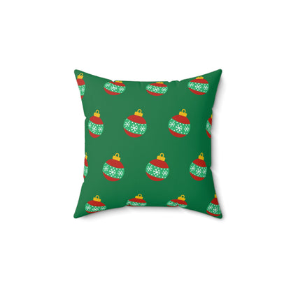 Holiday Cheer Christmas Balls Pattern Throw Pillow – Festive Red & Green Decor for Home or Office