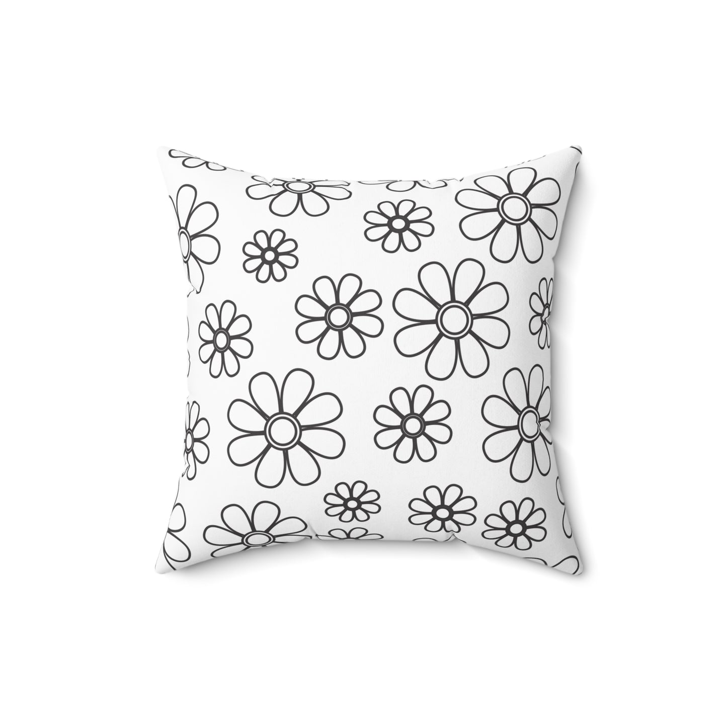 Almohada decorativa con diseño de flores en blanco y negro, almohada decorativa para sala de estar, almohada de diseño de 16 x 16 pulgadas, almohada con diseño floral de contorno negro, ideas para regalos