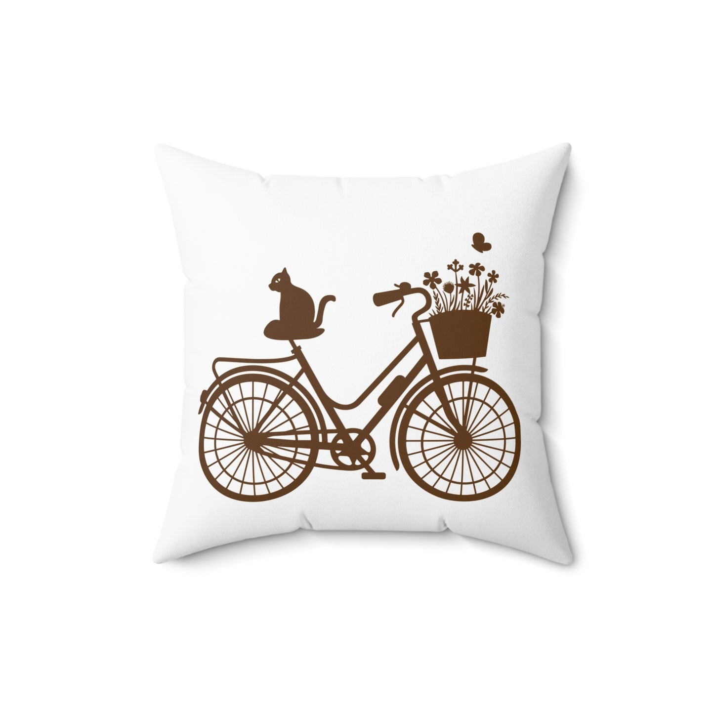 Bicycle Cat Accent Throw Pillow For Living Room, Statement Room Decor, Conversation Starter Pillow Decor, Housewarming Gift