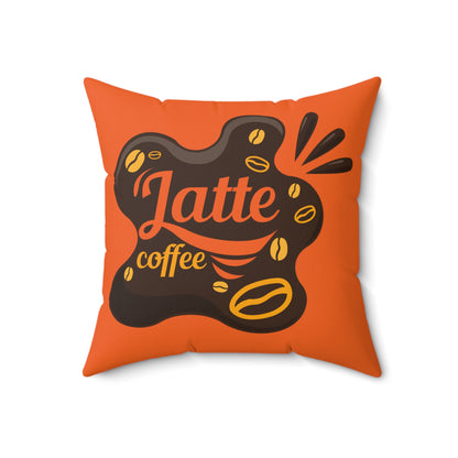 Coussin décoratif pour amateurs de café, coussin décoratif pour salon au café au lait orange, cadeau d'art sur le café pour toute occasion, cadeau de pendaison de crémaillère