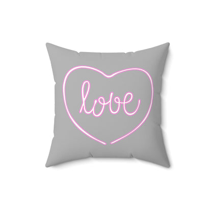 Love-Filled Gray Heart Throw Pillow