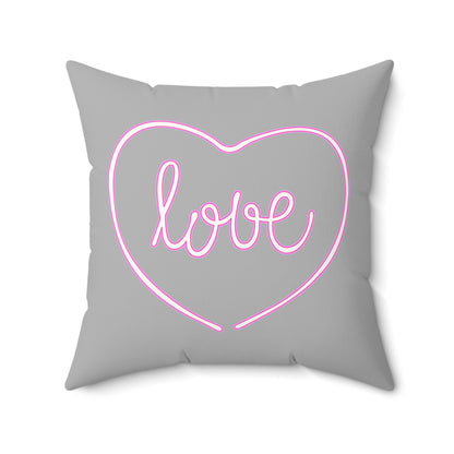 Love-Filled Gray Heart Throw Pillow