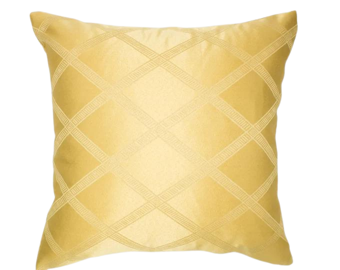 Golden Yellow Satin Throw Pillow Cover - Luxurious 16x16 and 14x14 Decorative Cushion for Living Room, Bedroom, and Office Decor