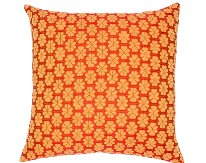 Orange and Gold Floral 16x16 Decorative Throw Pillow Cover - Elegant Cushion for Living Room and Bedroom Decor