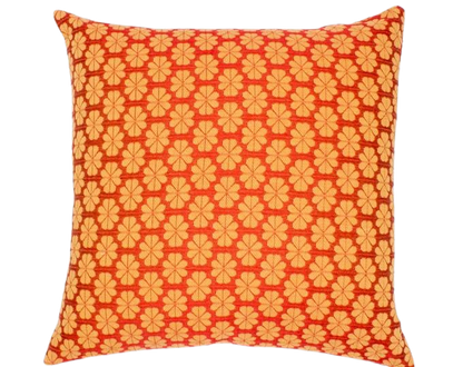 Orange and Gold Floral 16x16 Decorative Throw Pillow Cover - Elegant Cushion for Living Room and Bedroom Decor