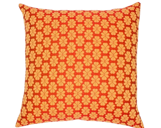 Orange and Gold Floral 16x16 Decorative Throw Pillow Cover - Elegant Cushion for Living Room and Bedroom Decor