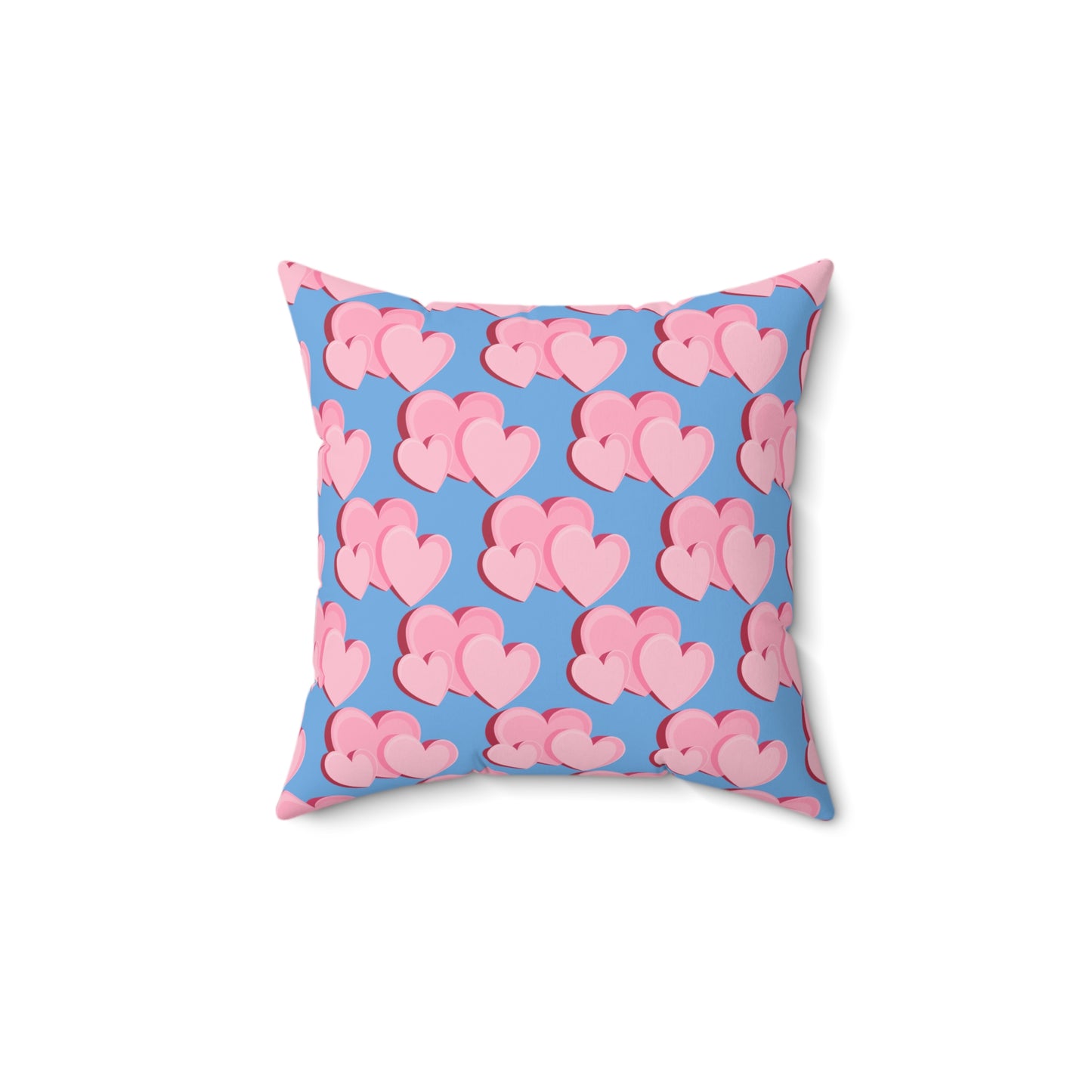 Triple Heart Bliss Blue Throw Pillow