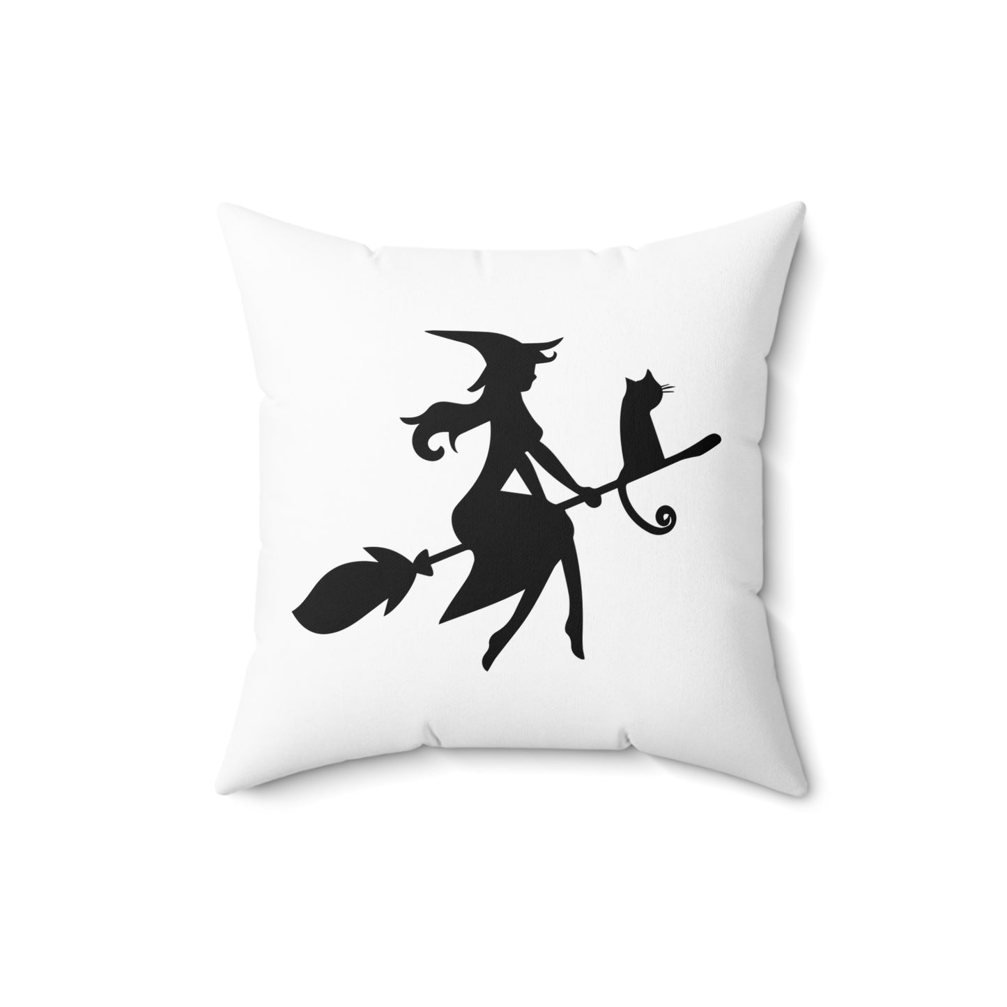 Almohada decorativa de Halloween con diseño de bruja en vuelo, almohada de diseño en blanco y negro, decoración otoñal única, linda almohada decorativa de Halloween, almohada para sofá