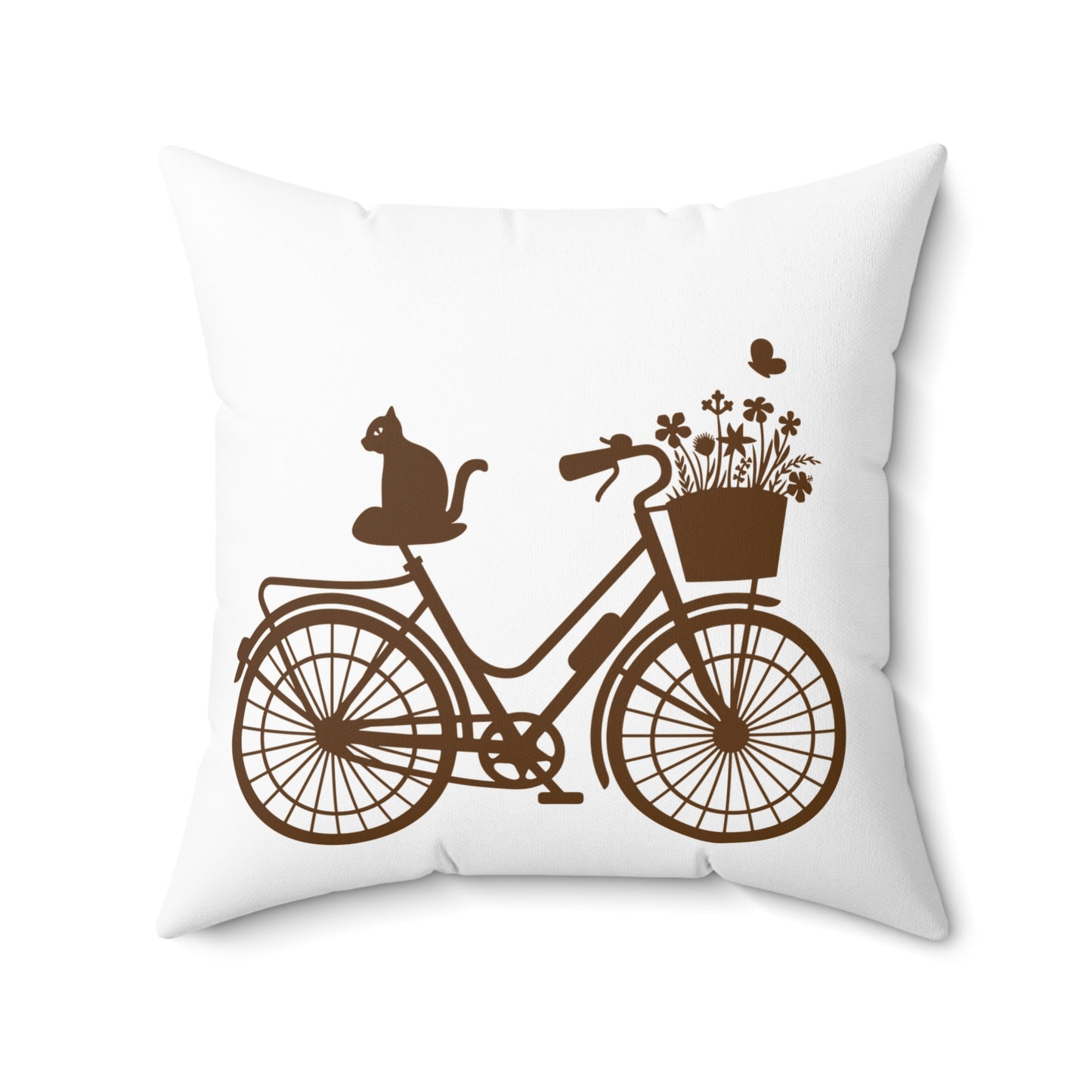 Bicycle Cat Accent Throw Pillow For Living Room, Statement Room Decor, Conversation Starter Pillow Decor, Housewarming Gift