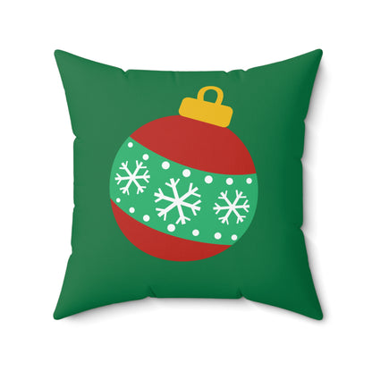 Festive Green Christmas Ball Throw Pillow – Holiday Cheer for Home or Office