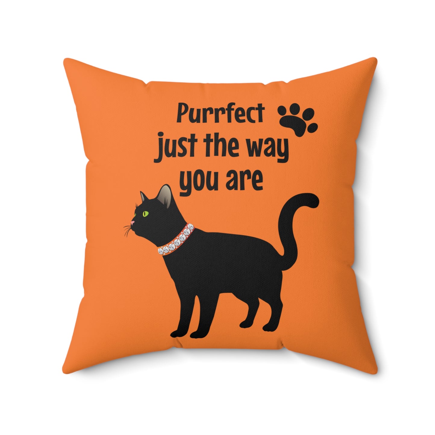 Black Cat Halloween Decorative Throw Pillow, Orange Square Pillow With Cover, Living Room Accent Decor,  Gifts For Cat Lovers, Cat Moms