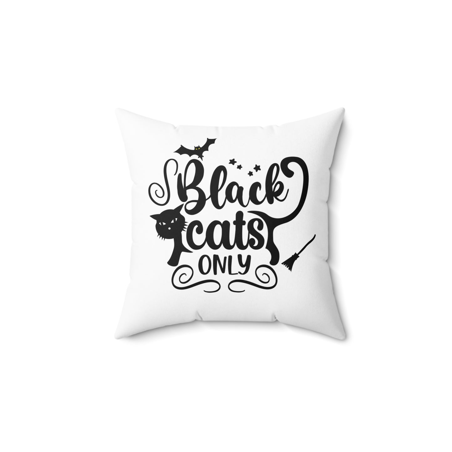 Black And White Throw Pillow For Halloween, Cat Design Graphic Pillow, Unique Halloween Room Decor, Cat Lovers Throw Pillow