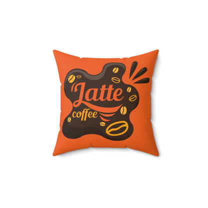 Coussin décoratif pour amateurs de café, coussin décoratif pour salon au café au lait orange, cadeau d'art sur le café pour toute occasion, cadeau de pendaison de crémaillère