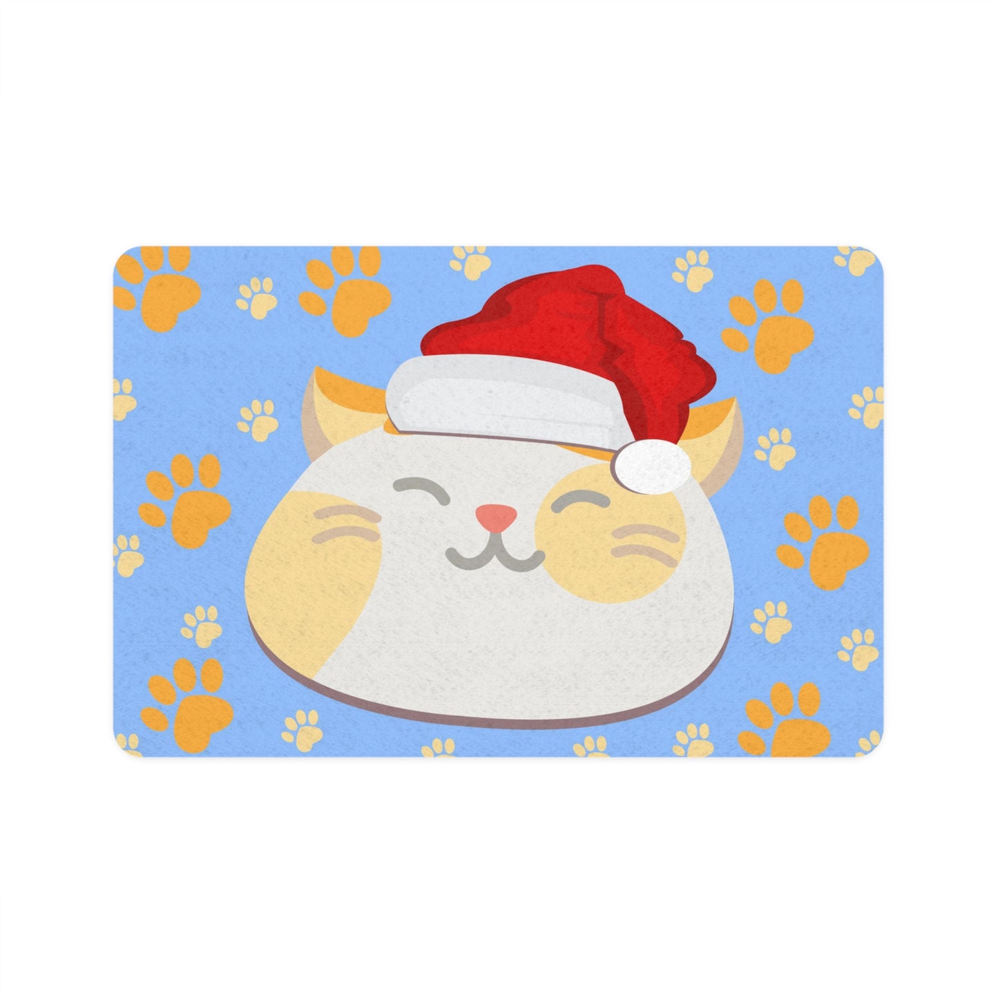 Cat Wearing Santa’s Hat Design Pet Food Mat