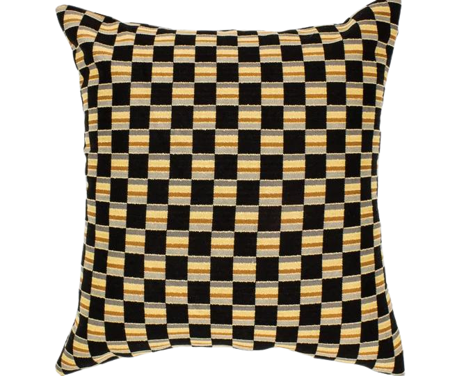 Black and Gold Geometric 16x16 Cotton Throw Pillow Cover - Farmhouse Decor for Living Room, Bedroom, and Office