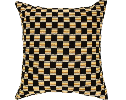 Black and Gold Geometric 16x16 Cotton Throw Pillow Cover - Farmhouse Decor for Living Room, Bedroom, and Office