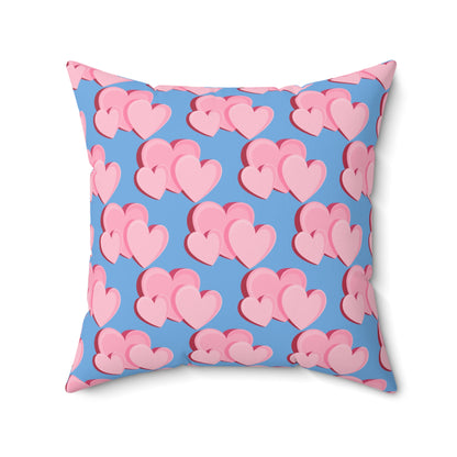 Triple Heart Bliss Blue Throw Pillow