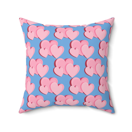 Almohada decorativa azul con triple corazón Bliss