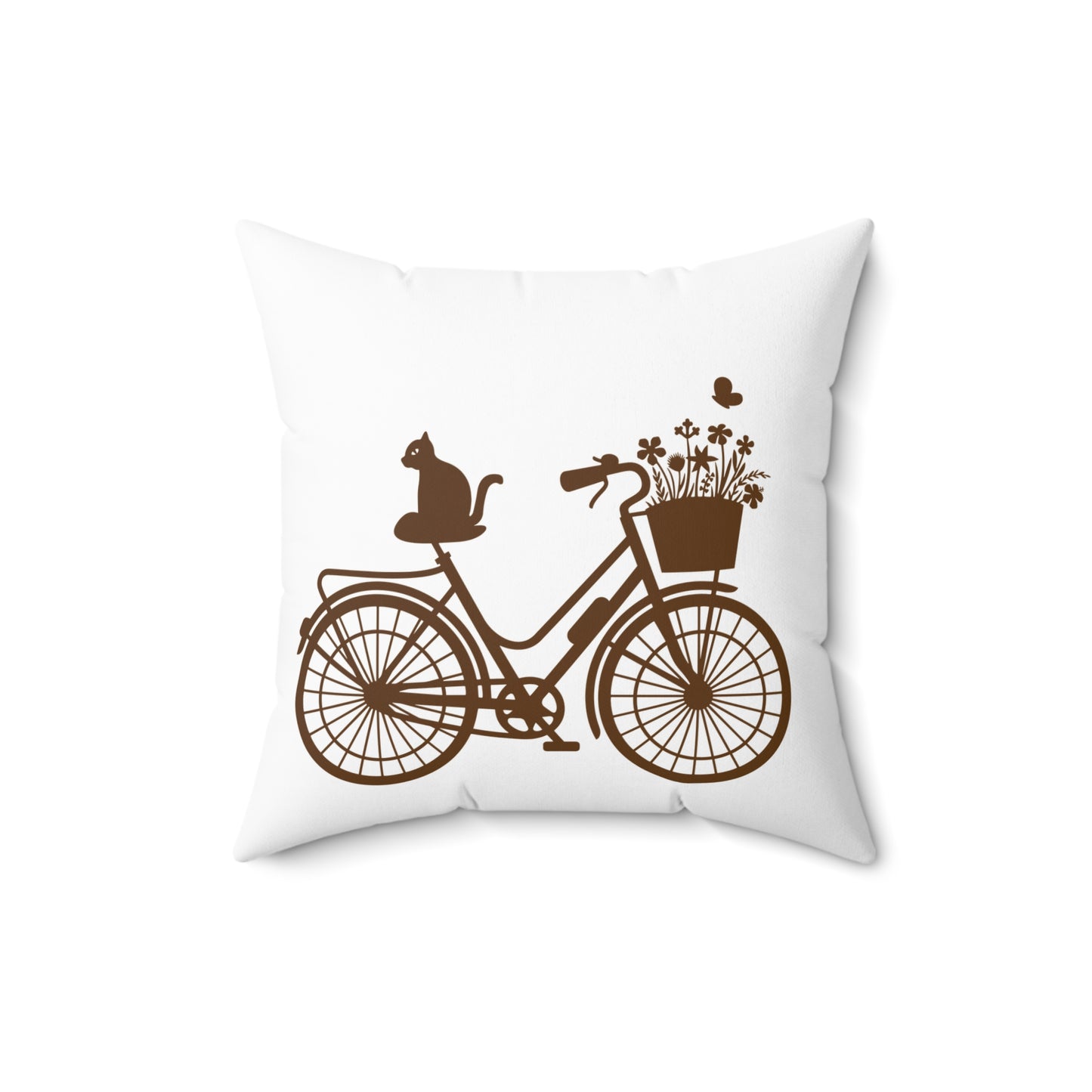 Bicycle Cat Accent Throw Pillow For Living Room, Statement Room Decor, Conversation Starter Pillow Decor, Housewarming Gift