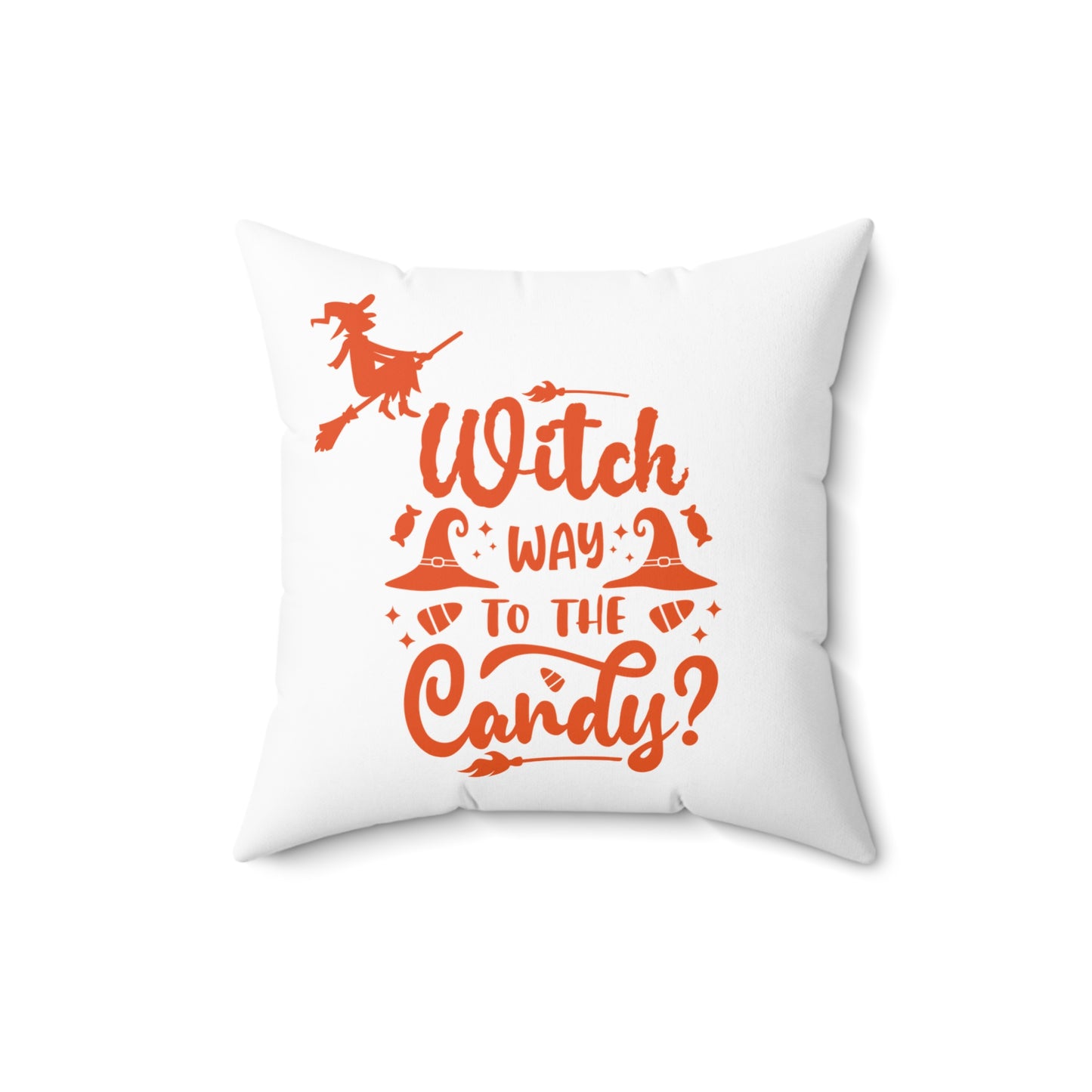 Witchy Candy Throw Pillow, Orange And White Decorative Pillow, Unique Halloween Designer Pillow, 14x14, 16x16, 18x18, 20x20, Fall Room Decor