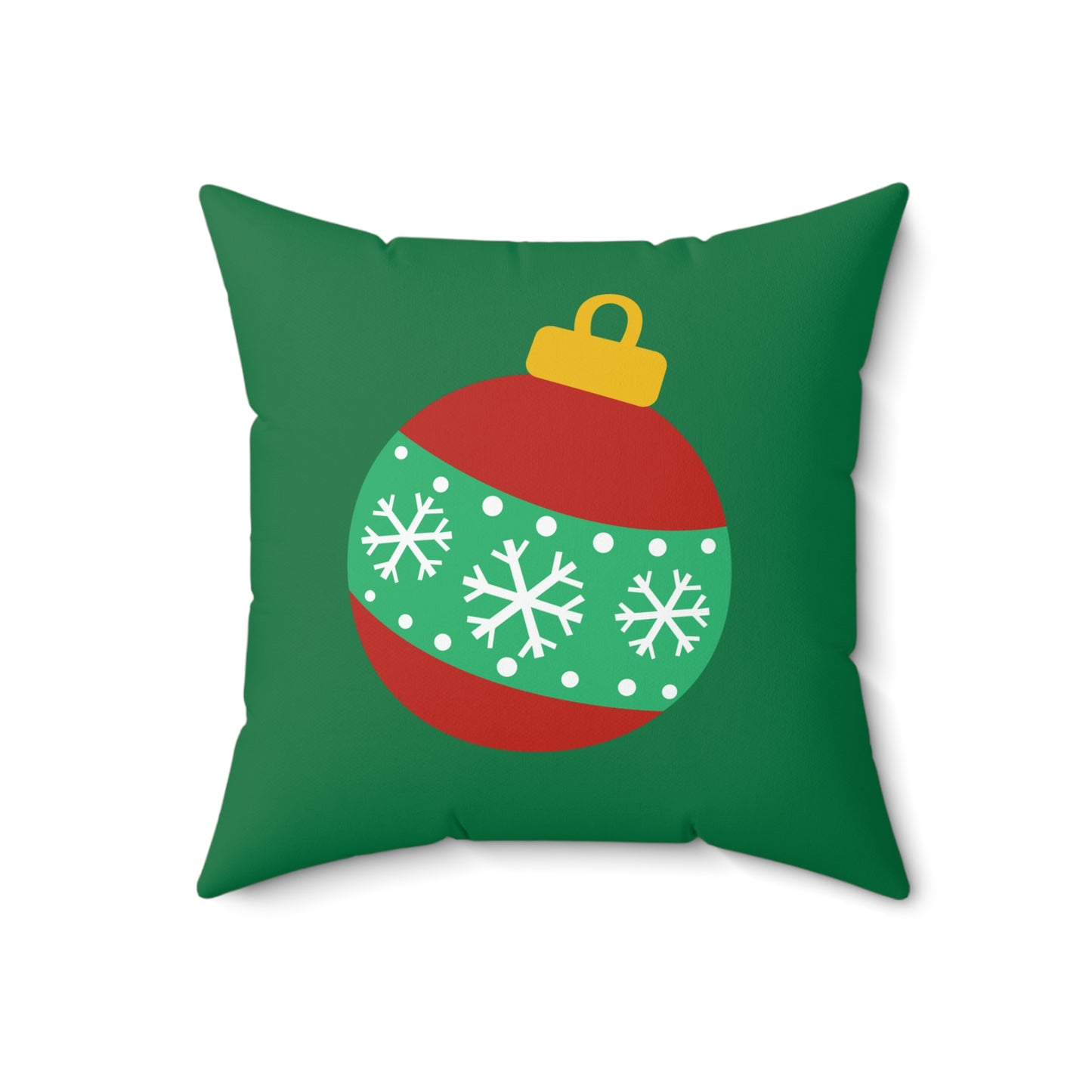 Festive Green Christmas Ball Throw Pillow – Holiday Cheer for Home or Office