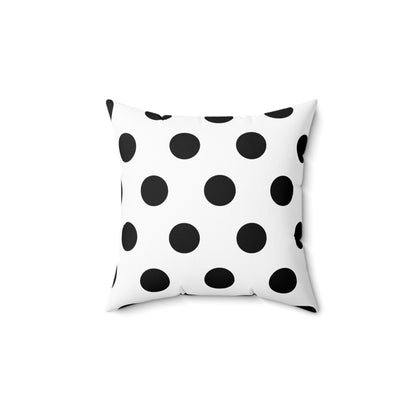 Almohada decorativa con lunares en blanco y negro, almohada cuadrada de poliéster, almohada decorativa grande con lunares, almohada decorativa para habitación de 18 x 18 pulgadas