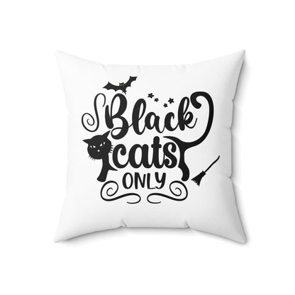 Black And White Throw Pillow For Halloween, Cat Design Graphic Pillow, Unique Halloween Room Decor, Cat Lovers Throw Pillow