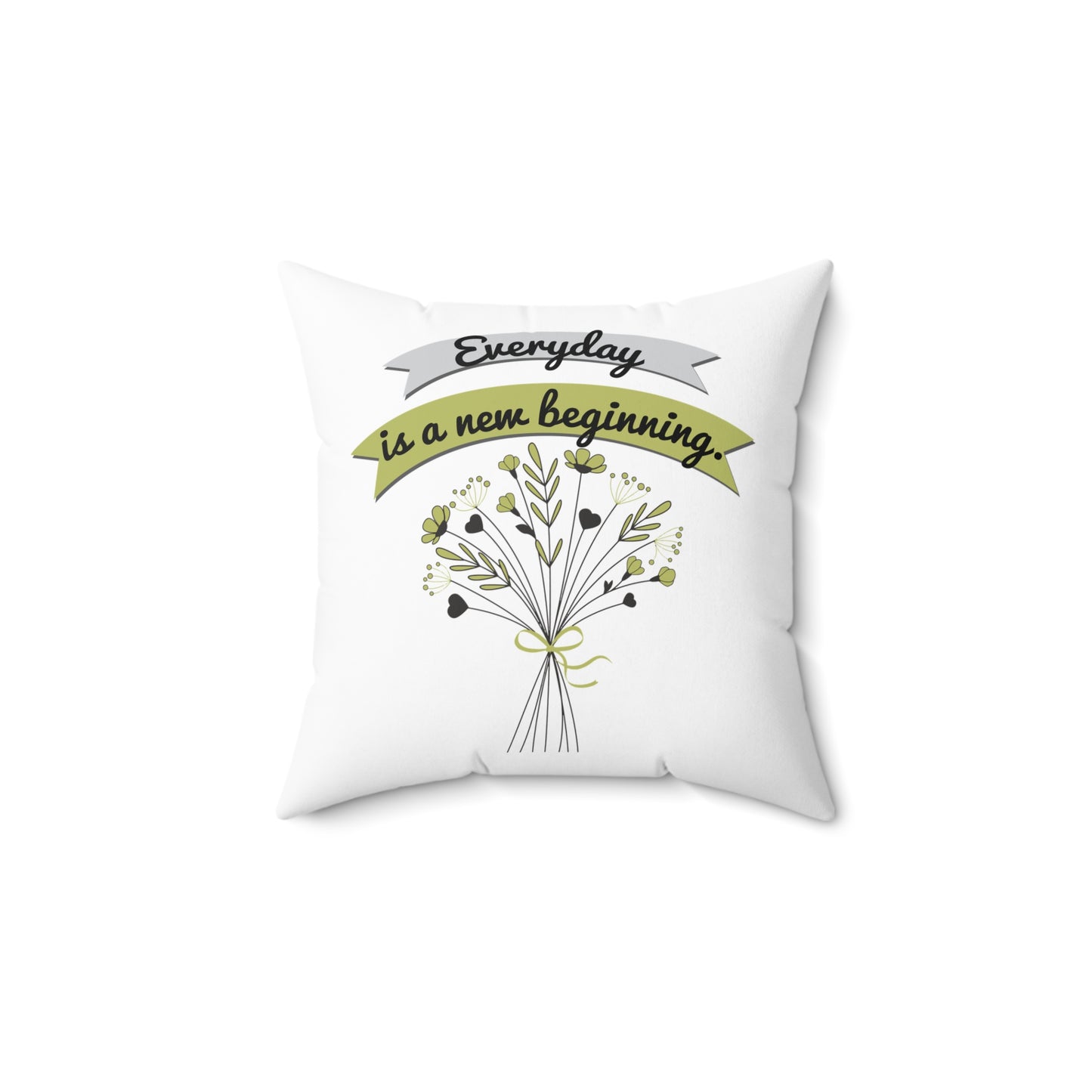 Cada día es un nuevo comienzo, almohada decorativa con gráfico blanco, decoración de habitación motivacional, almohada decorativa de poliéster, almohada decorativa de 20 x 20 pulgadas