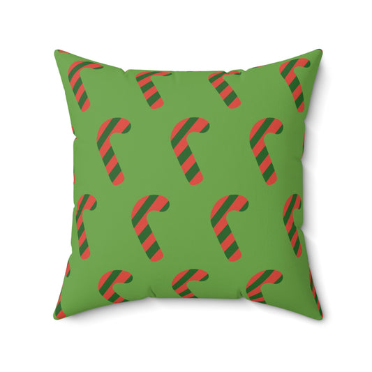 Peppermint Dreams Christmas Candy Cane Pattern Throw Pillow – Festive Red & Green Décor for Home or Office