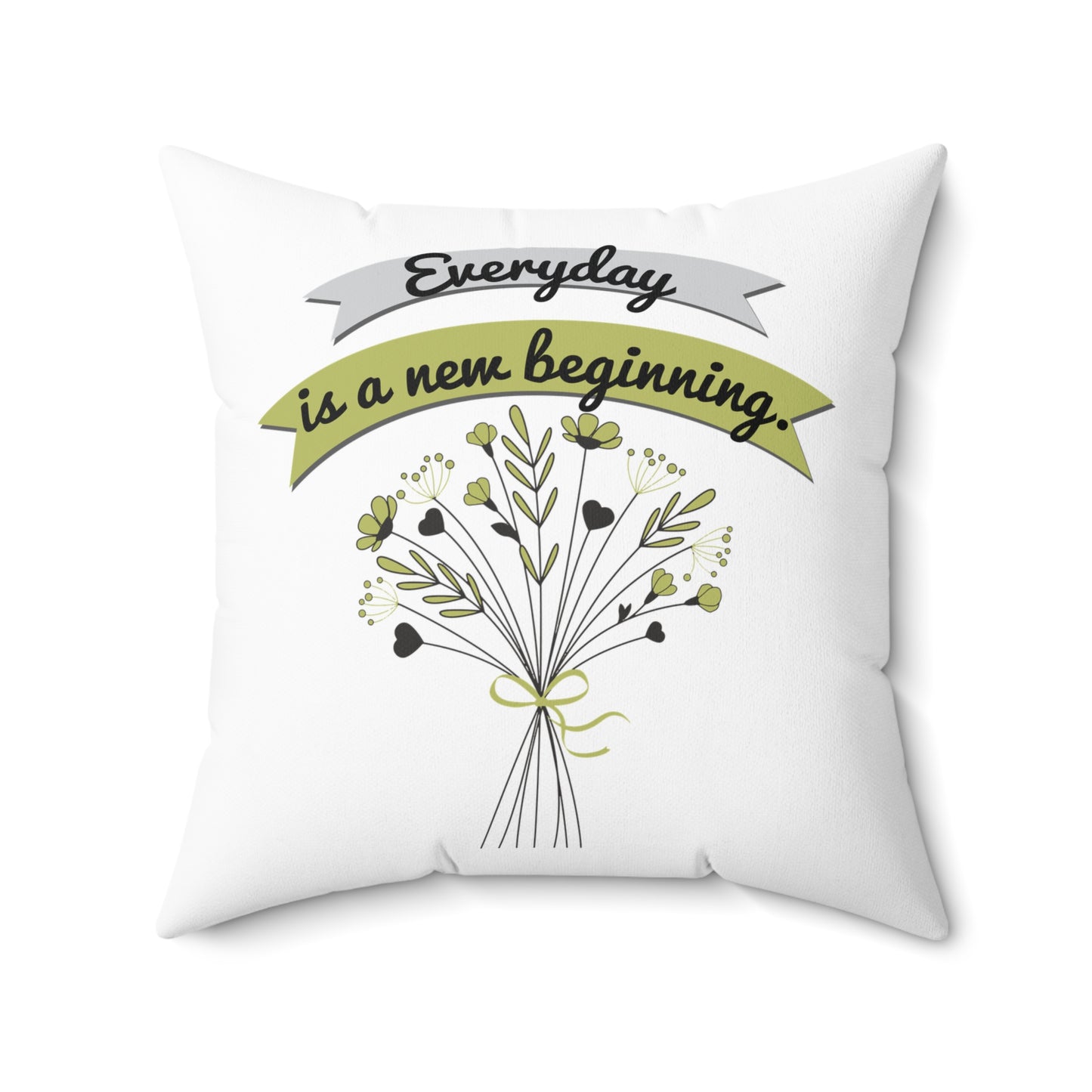 Cada día es un nuevo comienzo, almohada decorativa con gráfico blanco, decoración de habitación motivacional, almohada decorativa de poliéster, almohada decorativa de 20 x 20 pulgadas