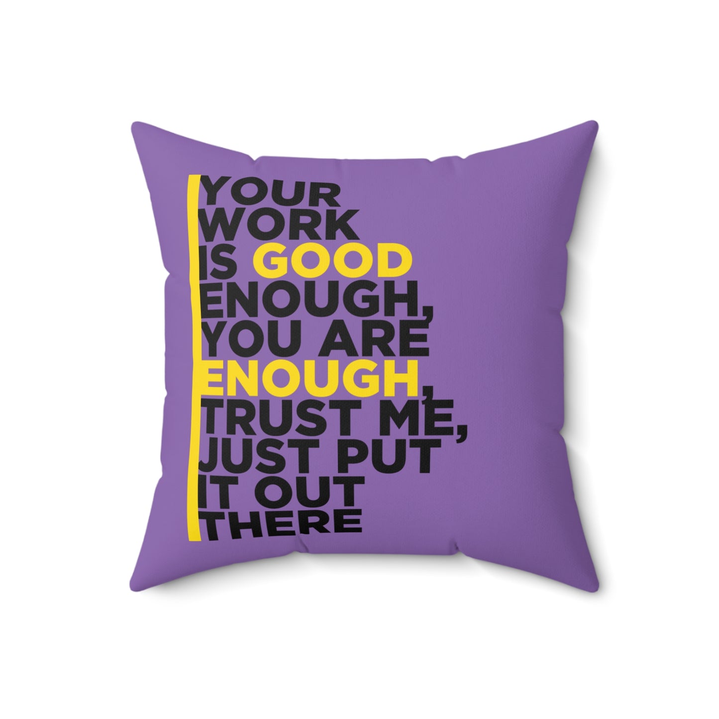 Tu trabajo es lo suficientemente bueno, almohada de motivación personal, decoración de habitación morada, regalo de afirmación diaria, las mejores ideas de regalo para amigos o familiares