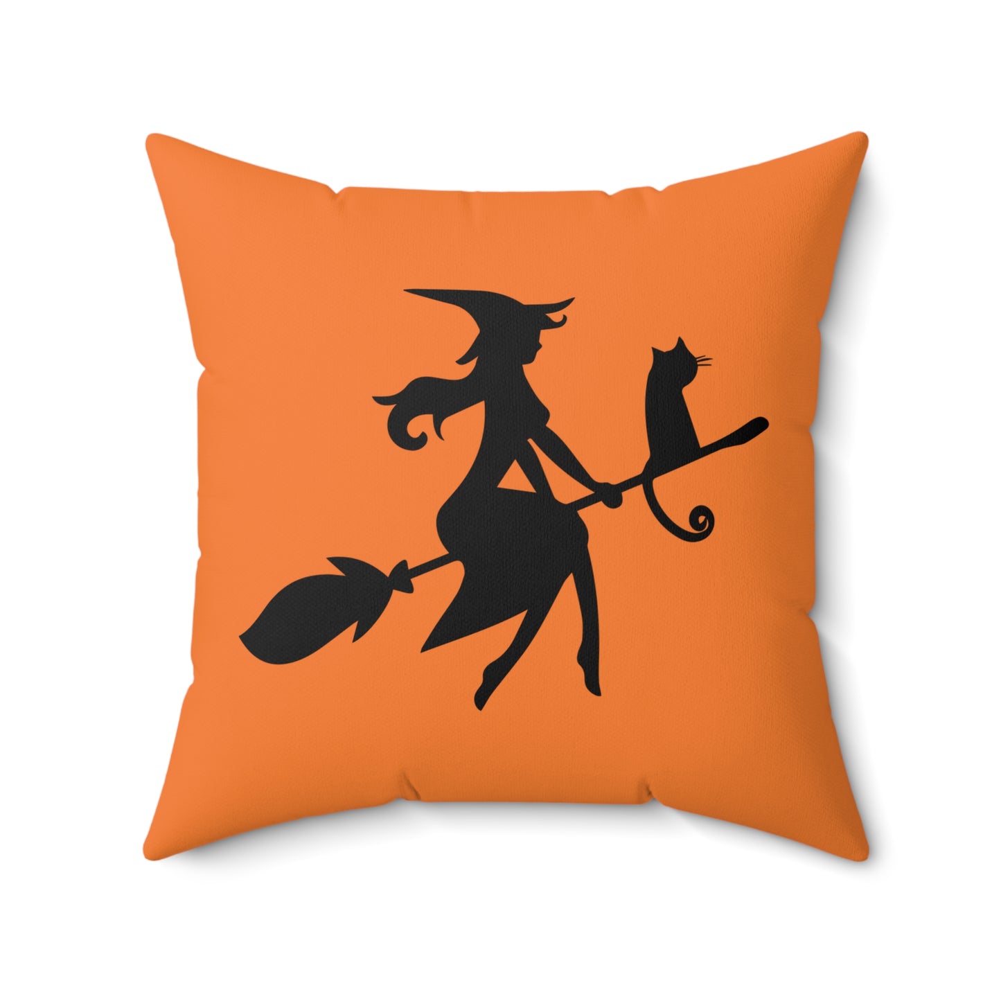 Almohada decorativa de Halloween con diseño de bruja en vuelo, almohada de diseño en color naranja y negro, decoración otoñal única, linda almohada decorativa de Halloween, almohada para sofá