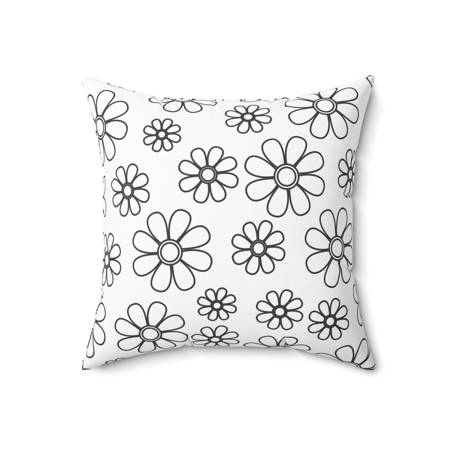 Almohada decorativa con diseño de flores en blanco y negro, almohada decorativa para sala de estar, almohada de diseño de 16 x 16 pulgadas, almohada con diseño floral de contorno negro, ideas para regalos