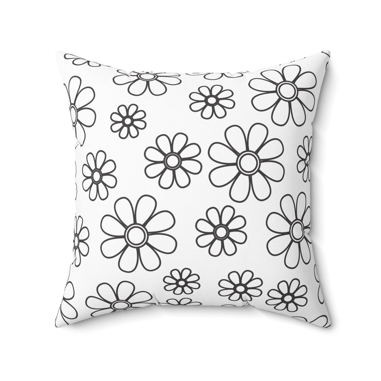 Almohada decorativa con diseño de flores en blanco y negro, almohada decorativa para sala de estar, almohada de diseño de 16 x 16 pulgadas, almohada con diseño floral de contorno negro, ideas para regalos