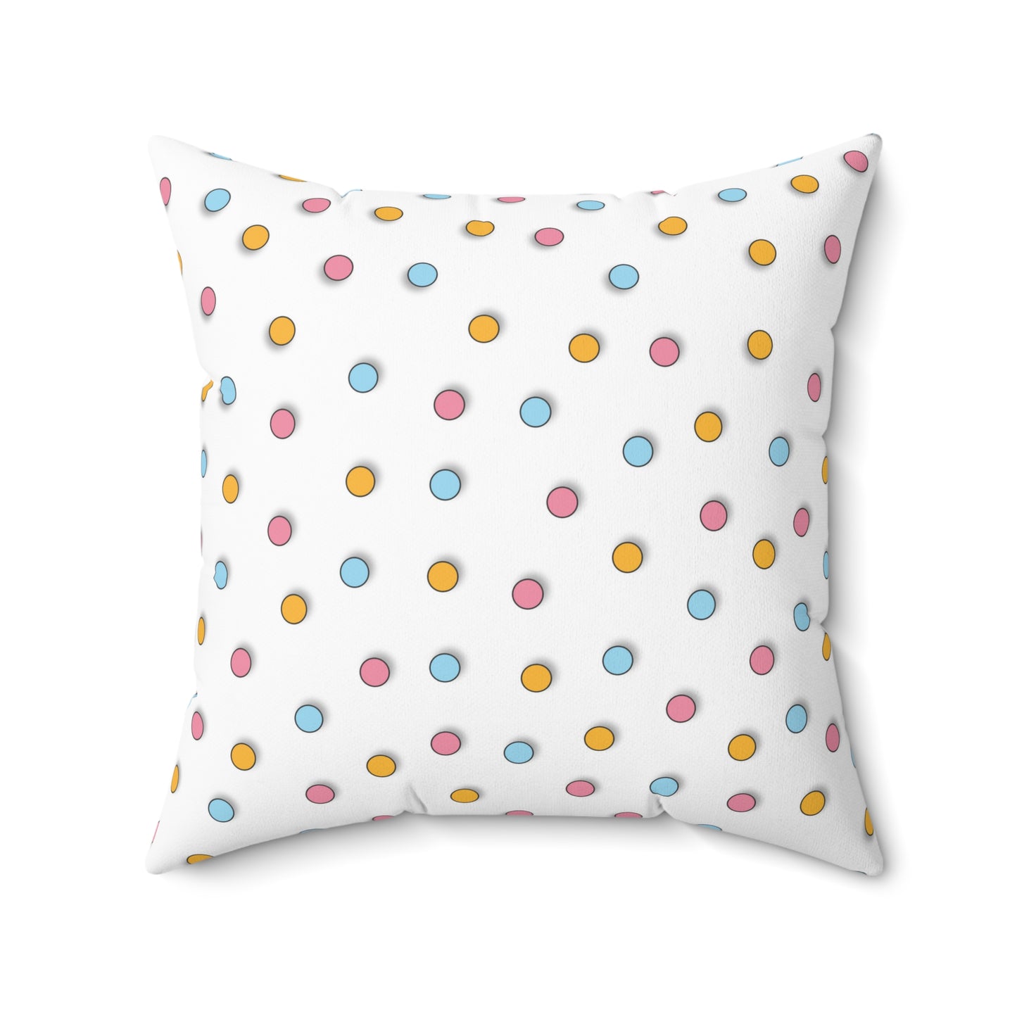 Multi Color Polka Dot Throw Pillow, 16x16 Inch Polyester, Good Quality Designer Pillow, Double Sided Printed Pillow, Room Accent Pillow