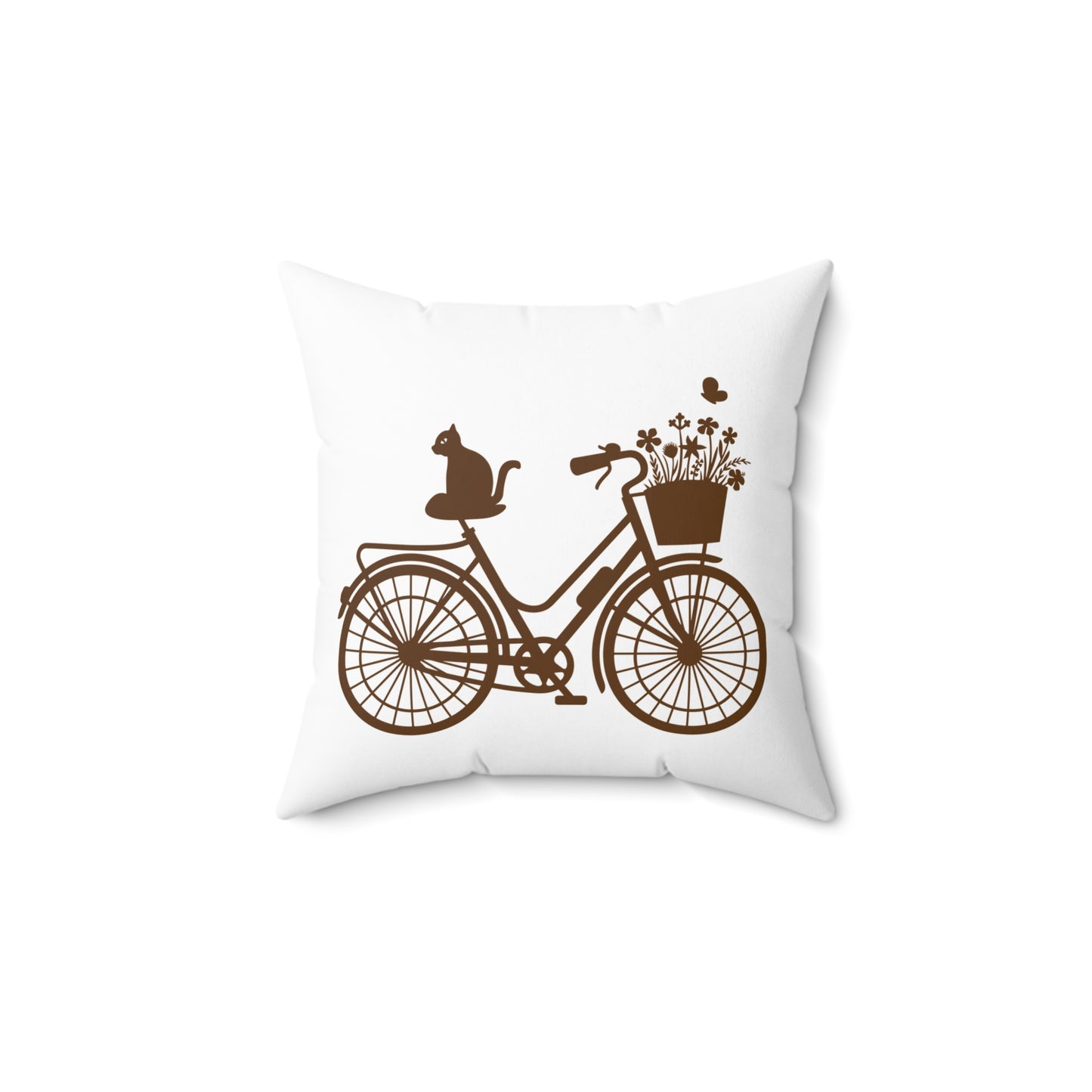 Bicycle Cat Accent Throw Pillow For Living Room, Statement Room Decor, Conversation Starter Pillow Decor, Housewarming Gift