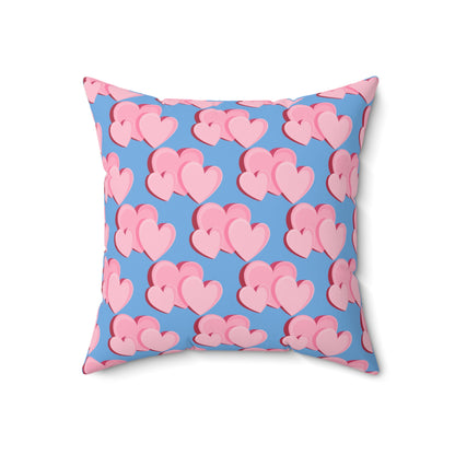 Triple Heart Bliss Blue Throw Pillow