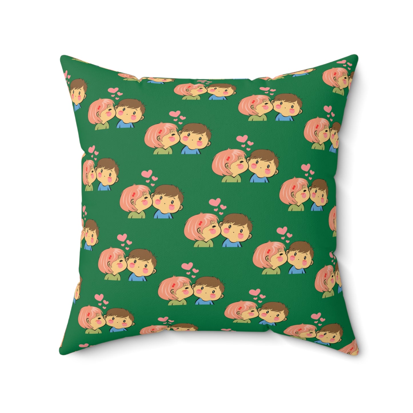 Sweetheart Kiss Green Throw Pillow