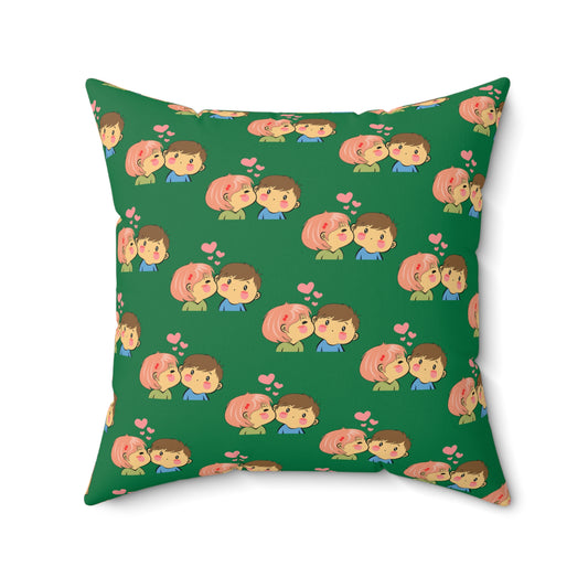 Coussin décoratif vert Sweetheart Kiss