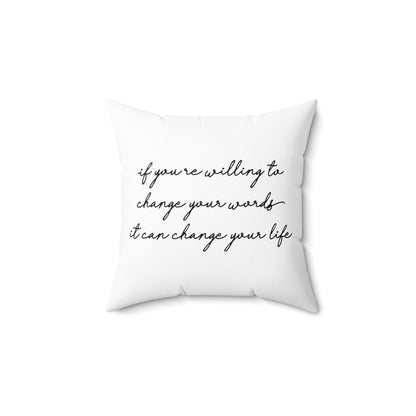 Transformative Words - White Throw Pillow