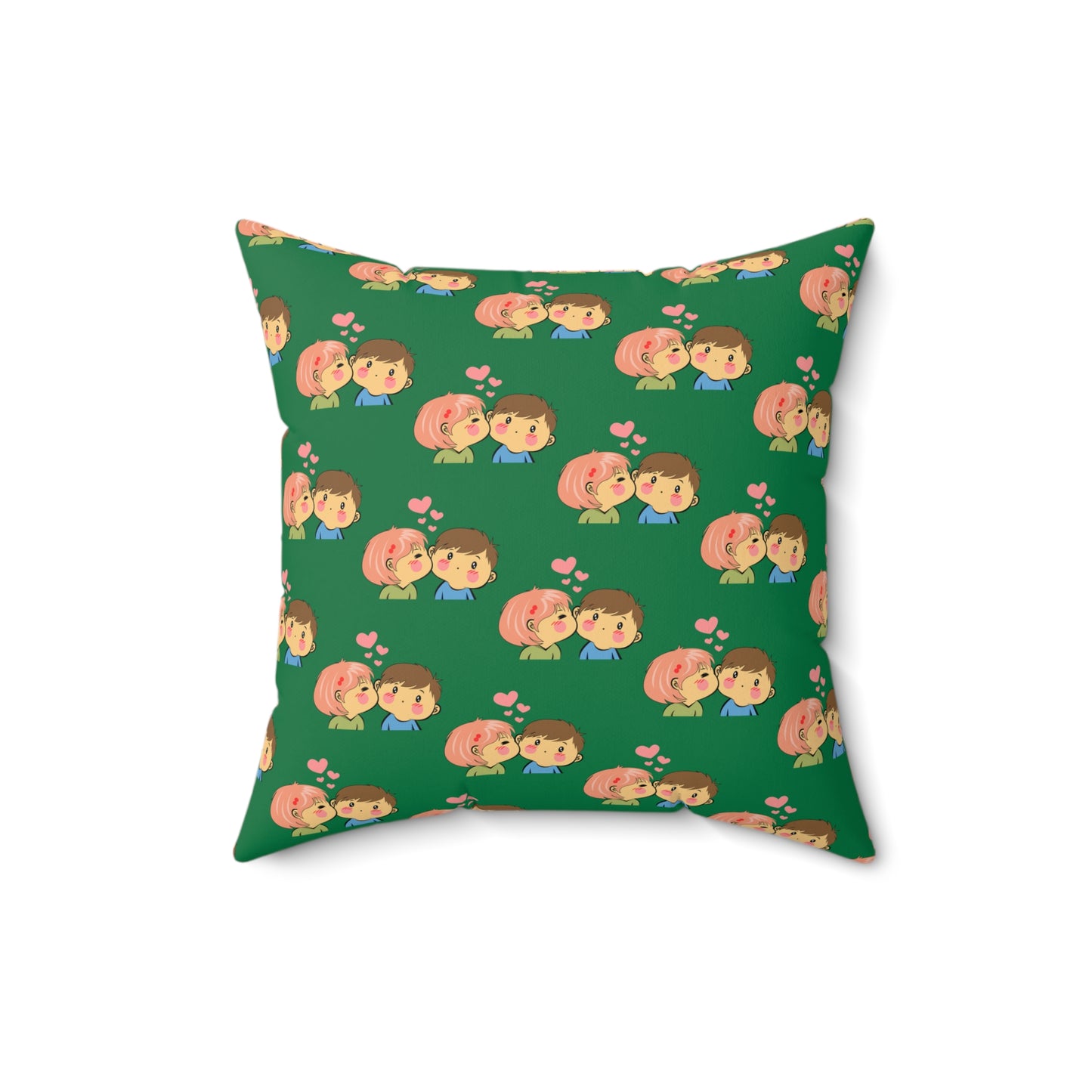 Sweetheart Kiss Green Throw Pillow