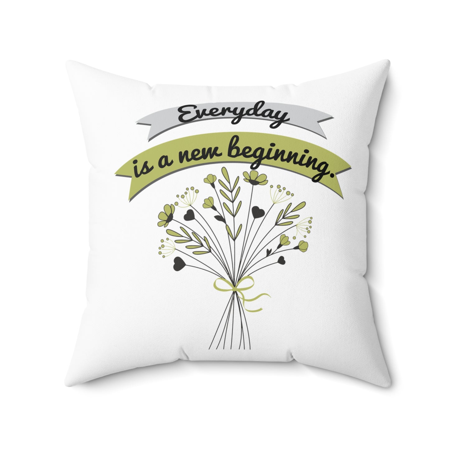 Cada día es un nuevo comienzo, almohada decorativa con gráfico blanco, decoración de habitación motivacional, almohada decorativa de poliéster, almohada decorativa de 20 x 20 pulgadas